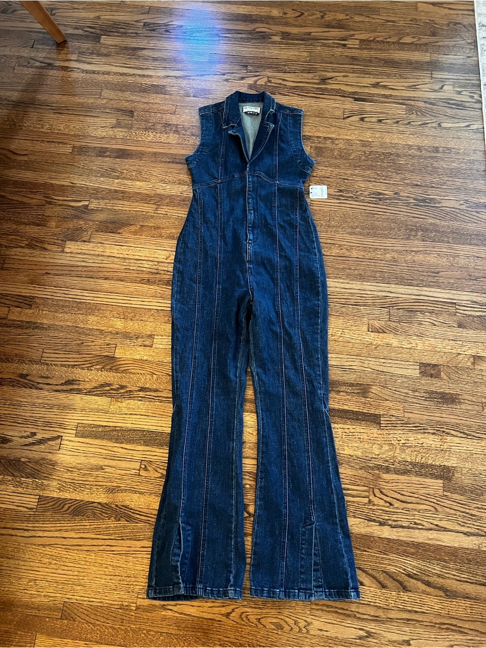 We The Free Dark Blue Denim Sleeveless Jumpsuit